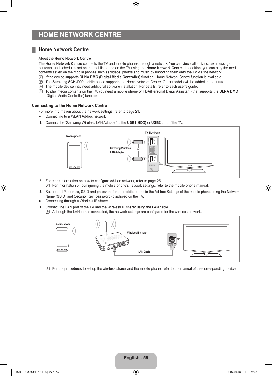 Home network centre | Samsung BN68-02017A-01 User Manual | Page 61 / 83