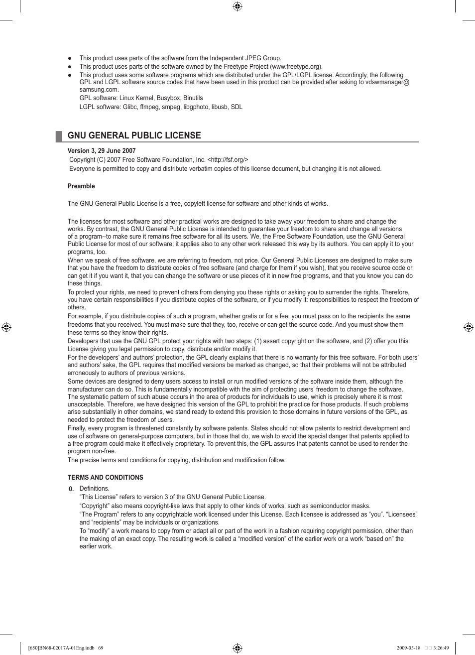 Gnu general public license | Samsung BN68-02017A-01 User Manual | Page 71 / 83
