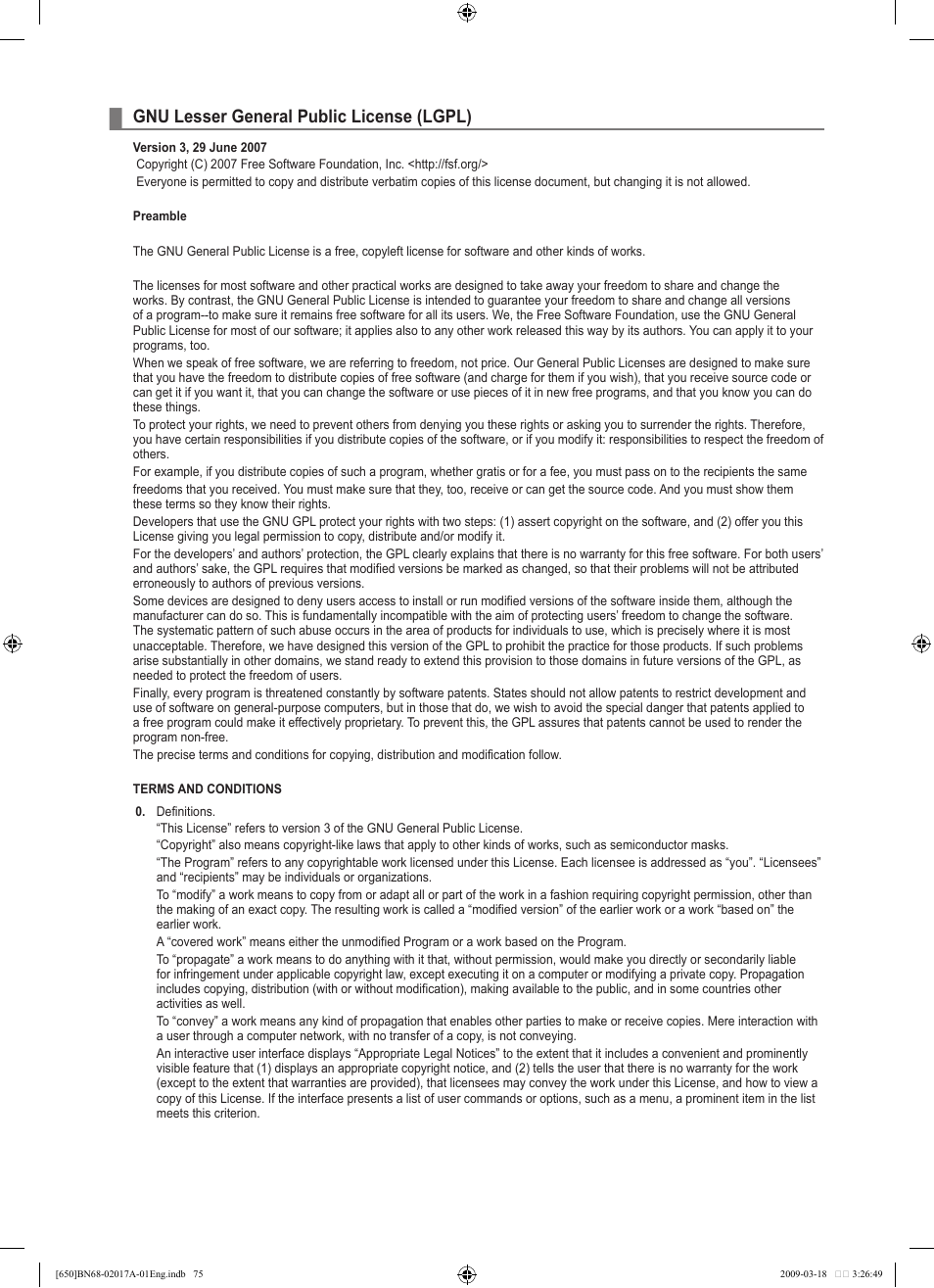 Gnu lesser general public license (lgpl) | Samsung BN68-02017A-01 User Manual | Page 77 / 83