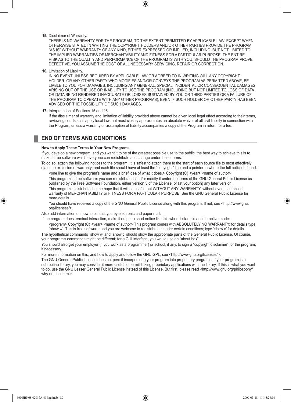 End of terms and conditions | Samsung BN68-02017A-01 User Manual | Page 82 / 83