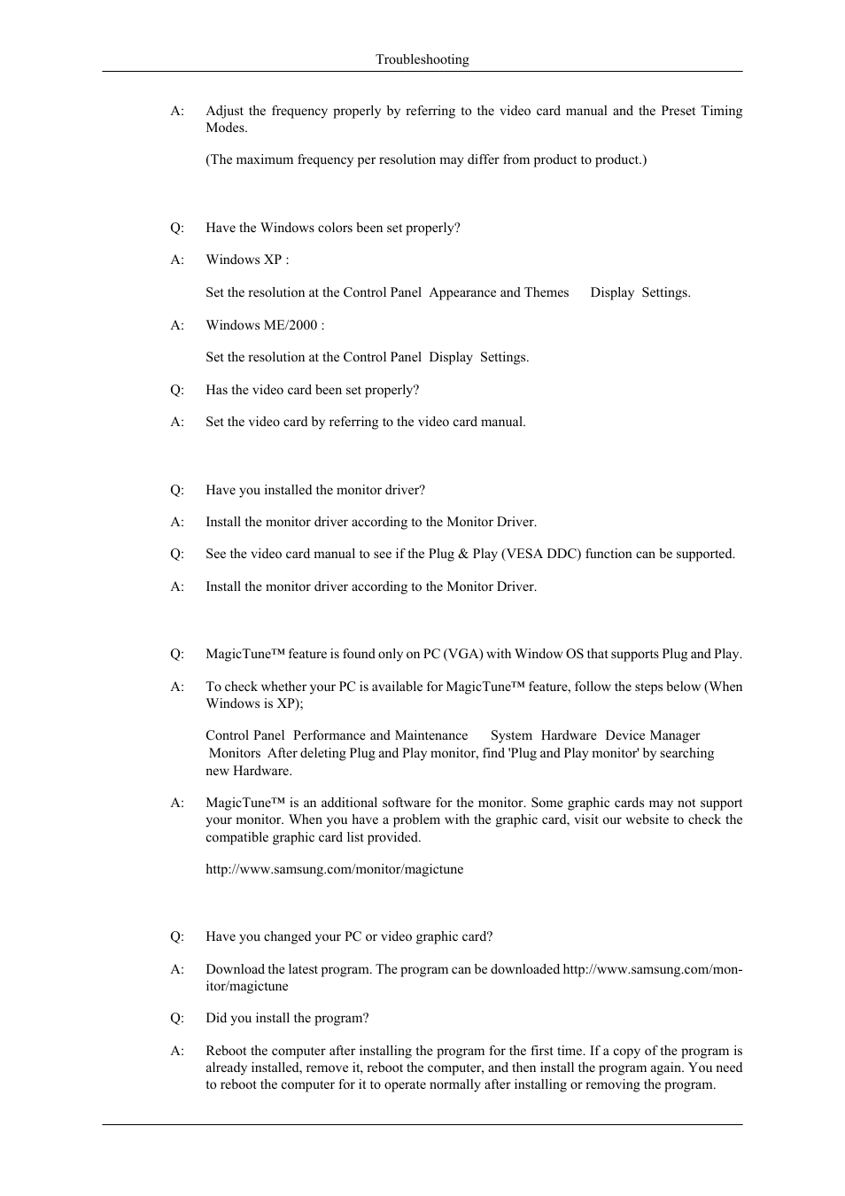 Check when magictune™ does not function properly, Magictune™ doesn't work properly | Samsung 2443NWX User Manual | Page 14 / 16
