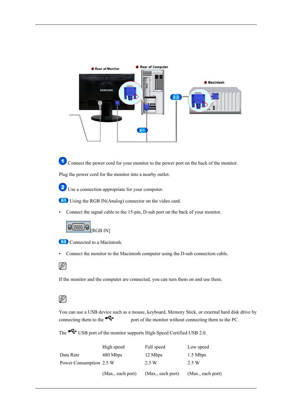 Connections, Connecting cables, Connecting usb (option) | Samsung 2443NWX User Manual | Page 7 / 16