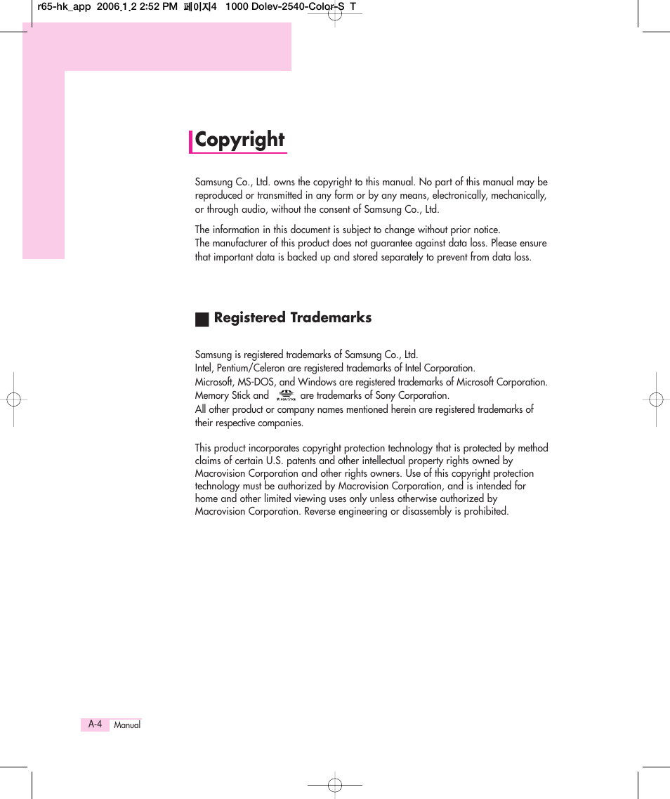 Copyright | Samsung Q35 User Manual | Page 152 / 157