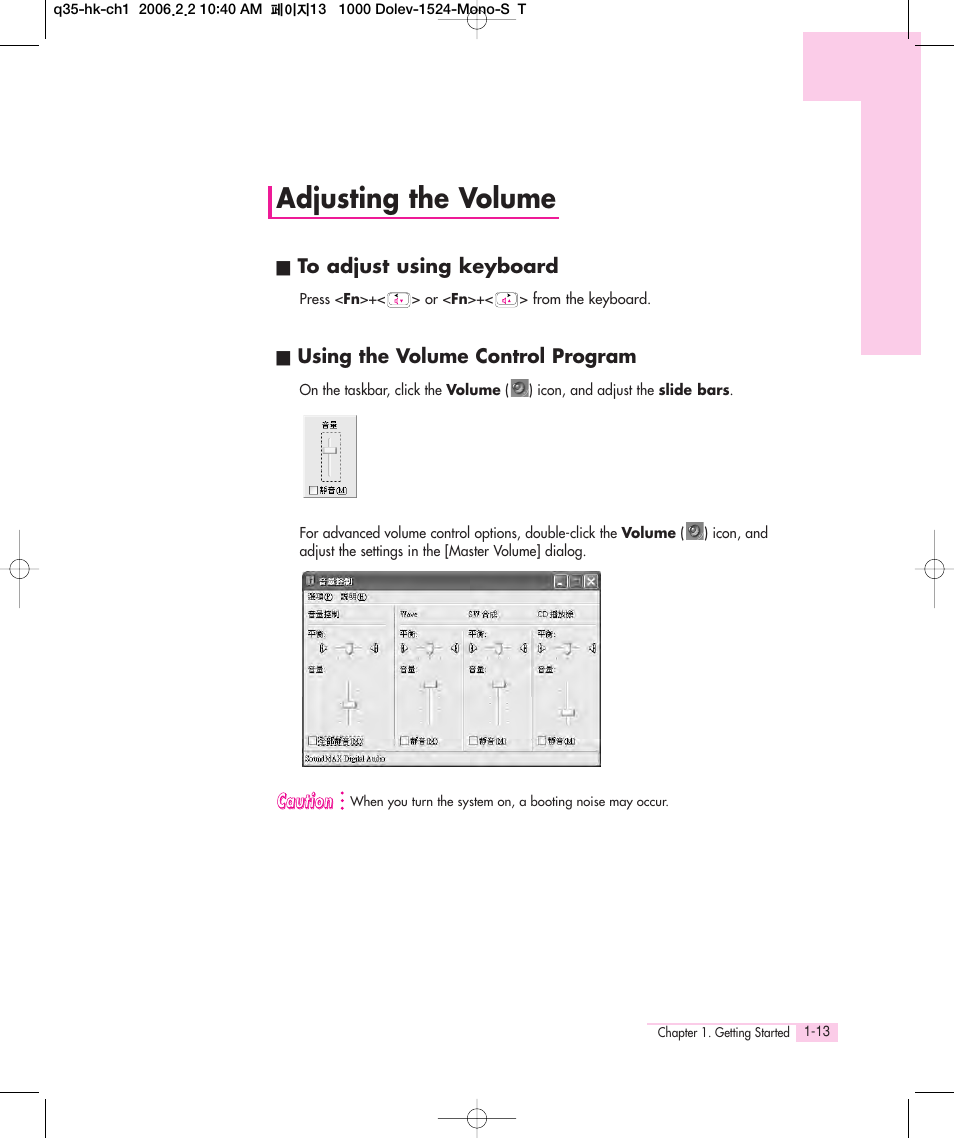 Adjusting the volume | Samsung Q35 User Manual | Page 17 / 157