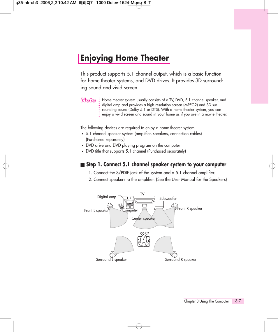 Enjoying home theater | Samsung Q35 User Manual | Page 33 / 157