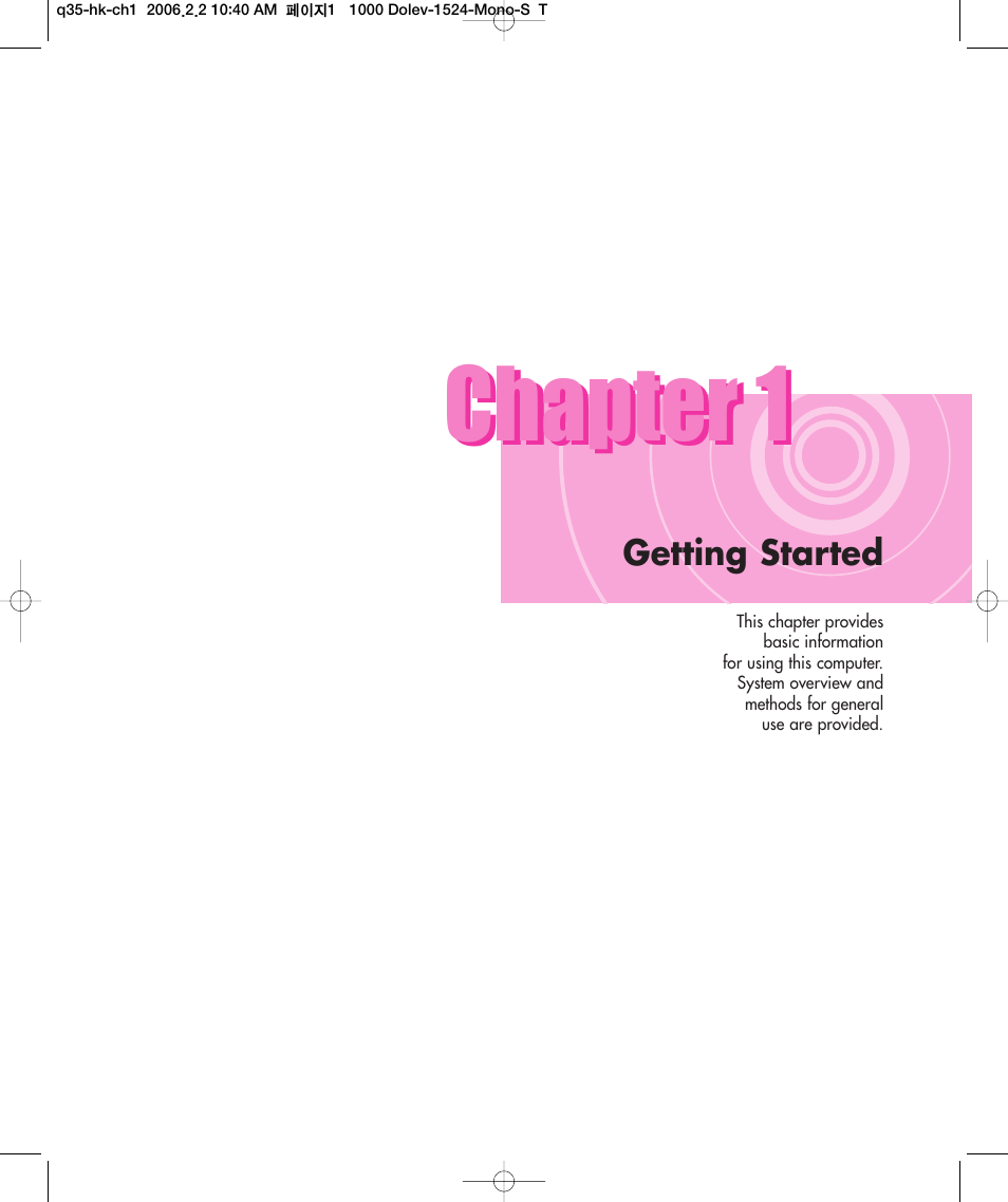 Chapter 1 getting started, Chapter 1 | Samsung Q35 User Manual | Page 5 / 157