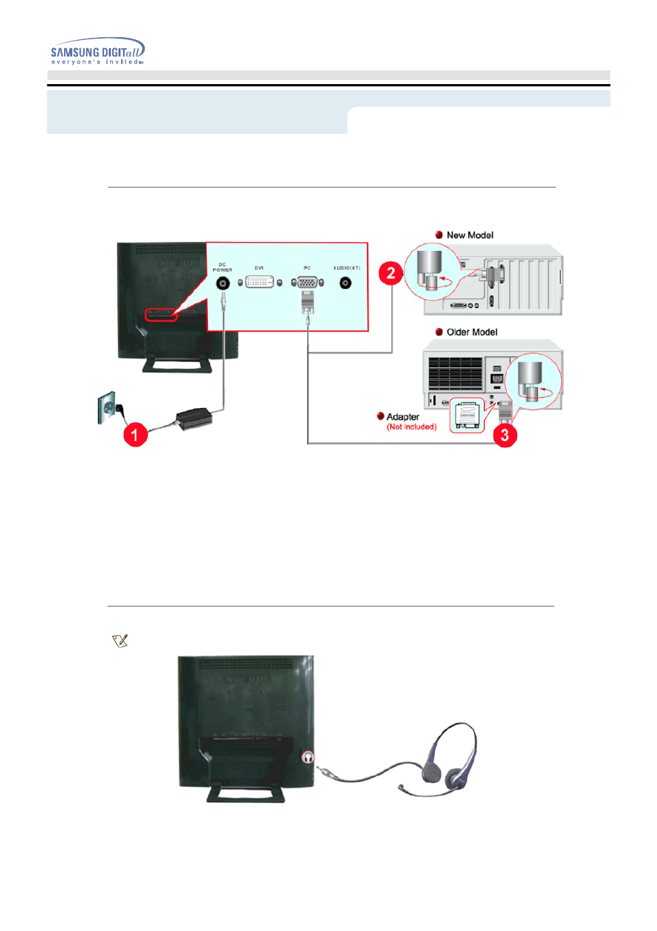 Setup - connecting to other devices, Connecting headphone, Connecting to a macintosh | Samsung 192MP User Manual | Page 18 / 63