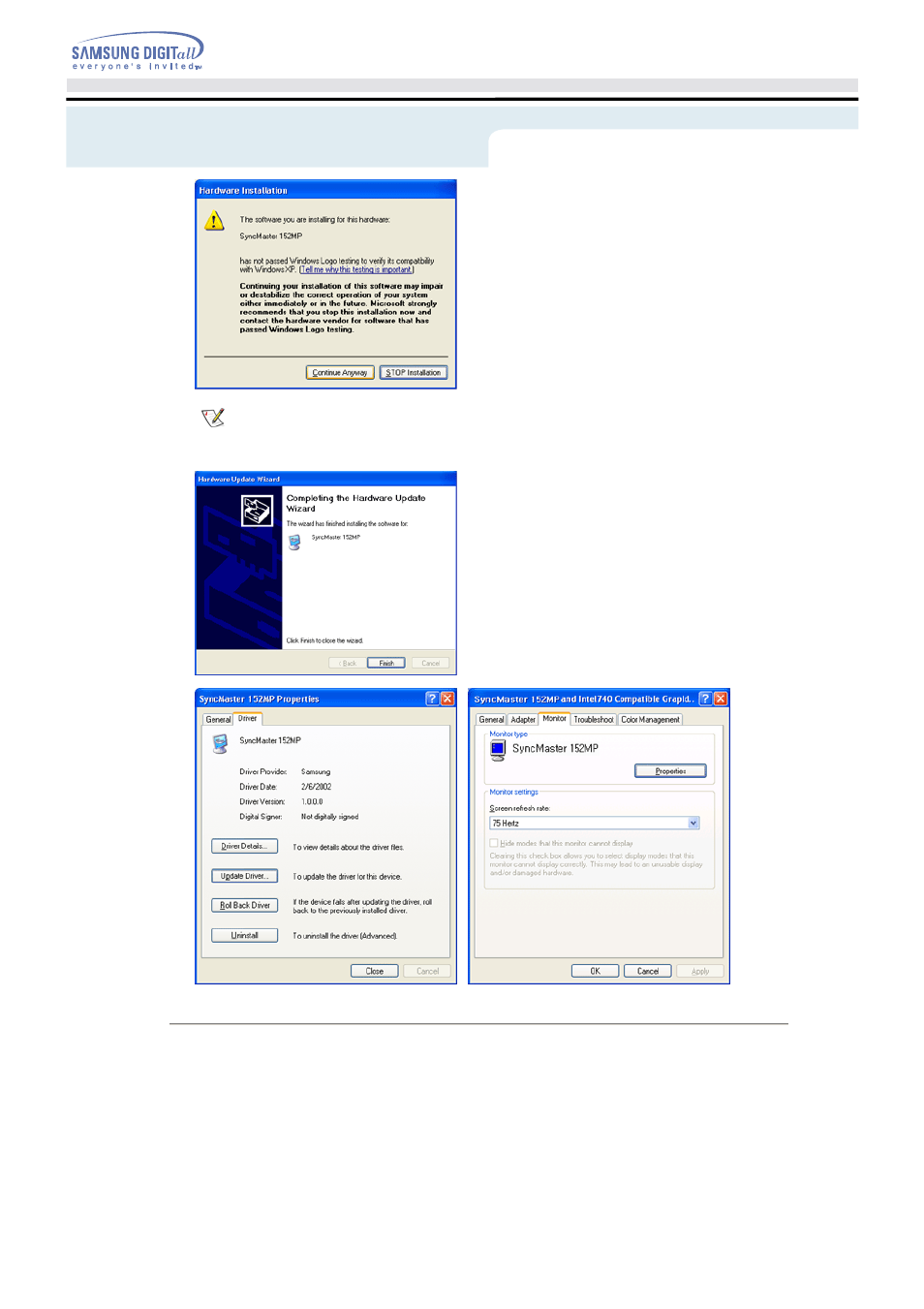 Setup - installing the monitor driver, Microsoft, Windows | 2000 operating system | Samsung 192MP User Manual | Page 23 / 63
