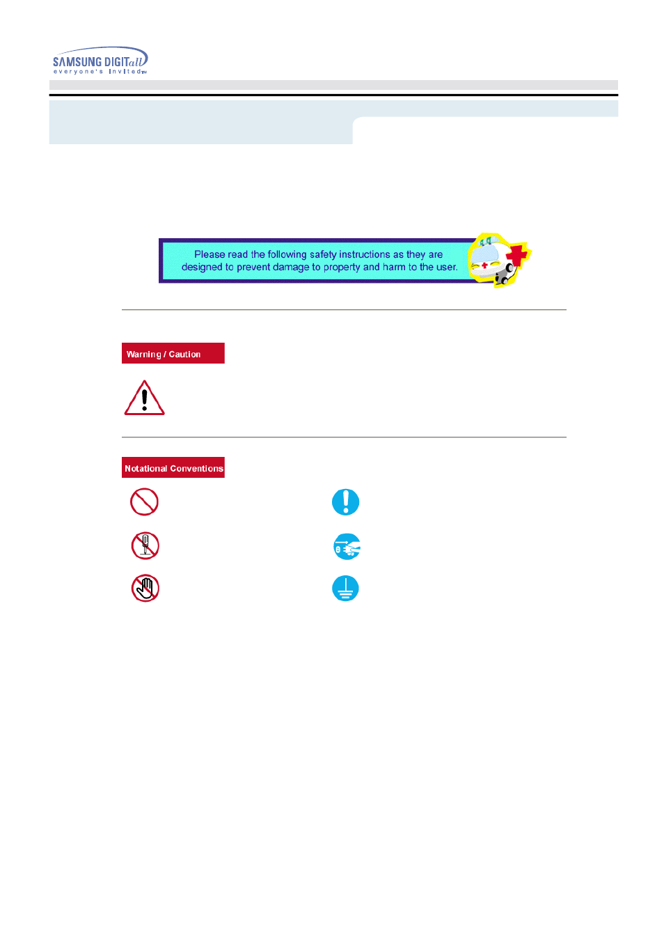 Safety, Notational, Safety instructions - notational | Samsung 192MP User Manual | Page 3 / 63