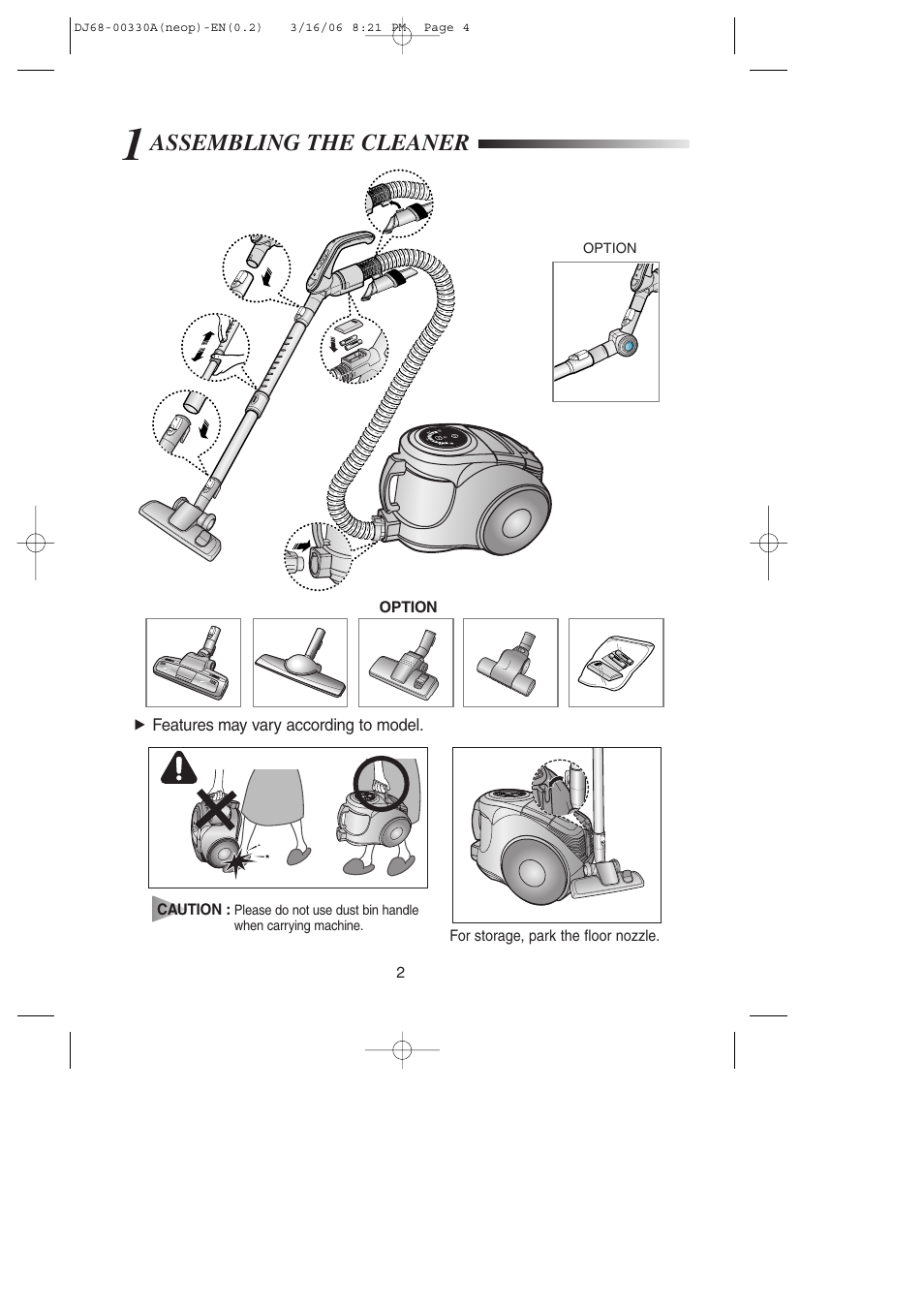 Assembling the cleaner | Samsung SC8551 User Manual | Page 3 / 12
