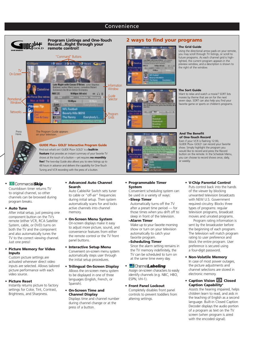 Convenience, 2 ways to find your programs | Samsung F20645 User Manual | Page 3 / 4
