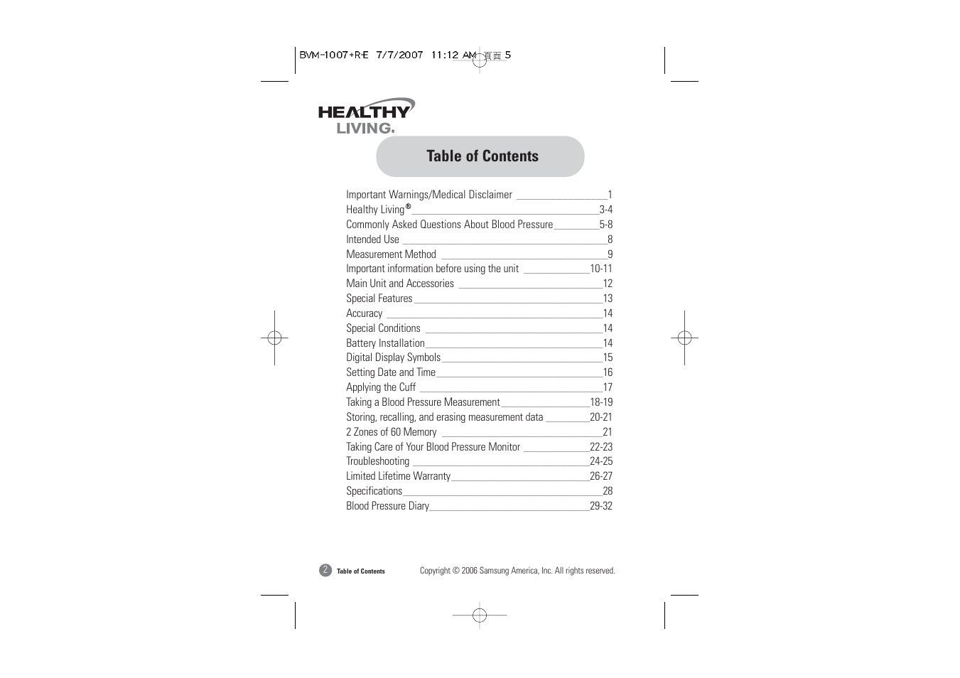 Samsung BVM-1007 User Manual | Page 3 / 66