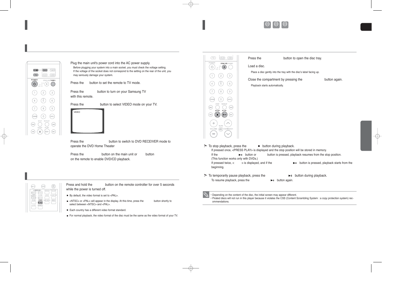 Before using your home theater, Disc playback | Samsung HT-TX25  EN User Manual | Page 13 / 34