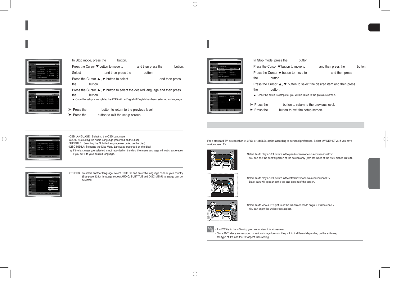 Setup, Settings | Samsung HT-TX25  EN User Manual | Page 22 / 34