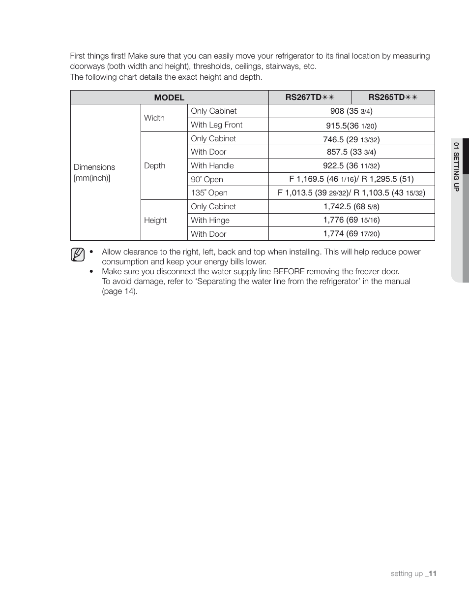 Samsung RS267TD** User Manual | Page 11 / 68