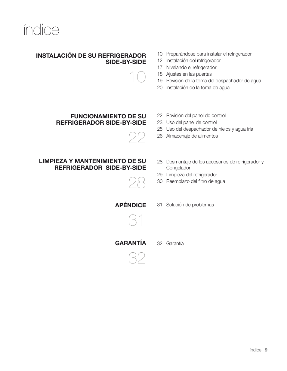 Índice | Samsung RS267TD** User Manual | Page 43 / 68