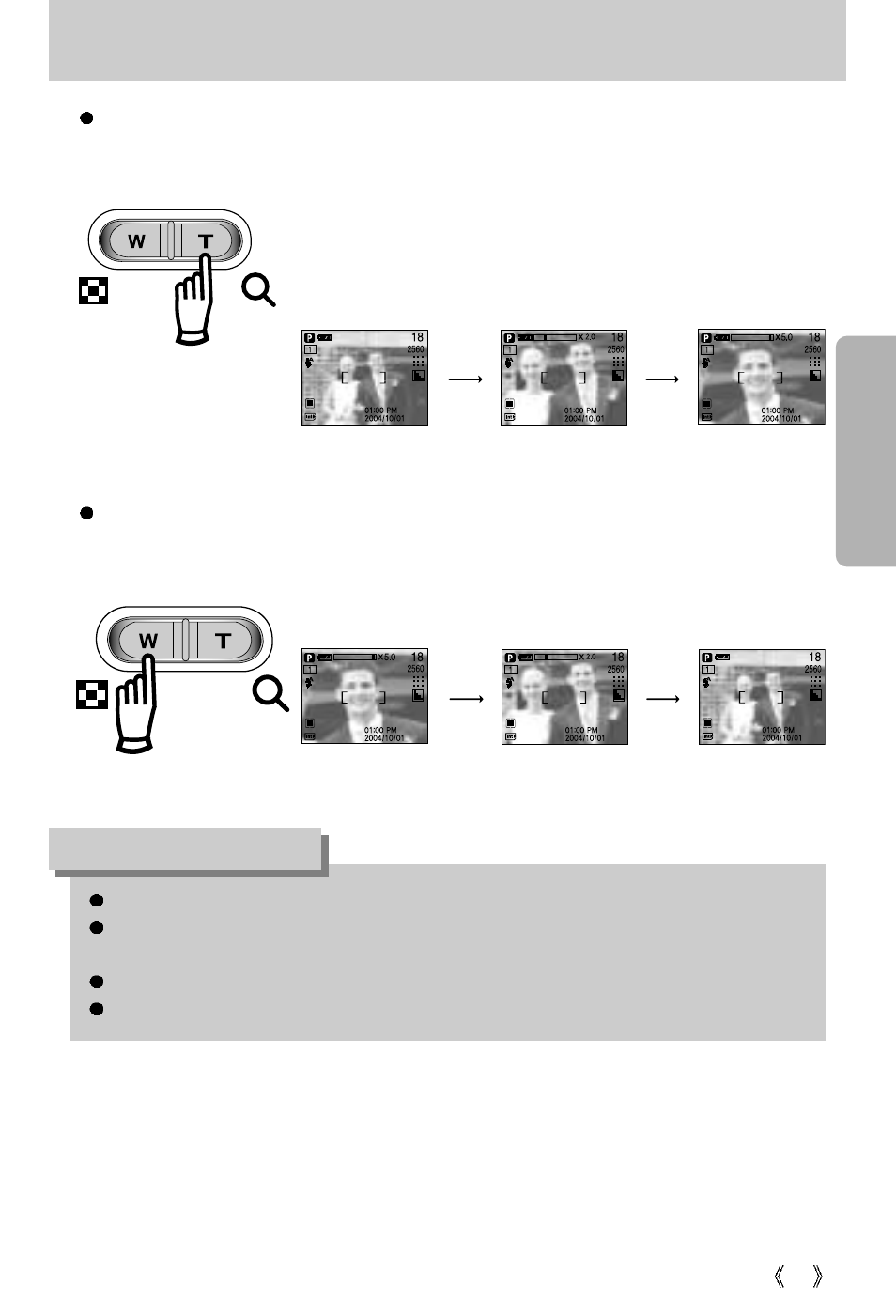 Zoom w/t button, Information | Samsung digimax U-CA 501 User Manual | Page 23 / 116