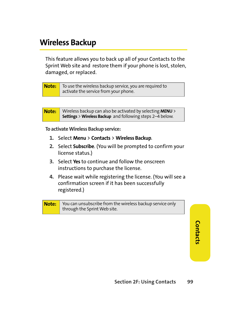 Wireless backup | Samsung A640 User Manual | Page 121 / 265