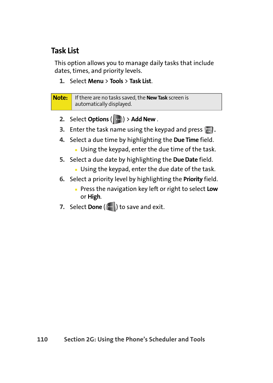 Task list | Samsung A640 User Manual | Page 132 / 265