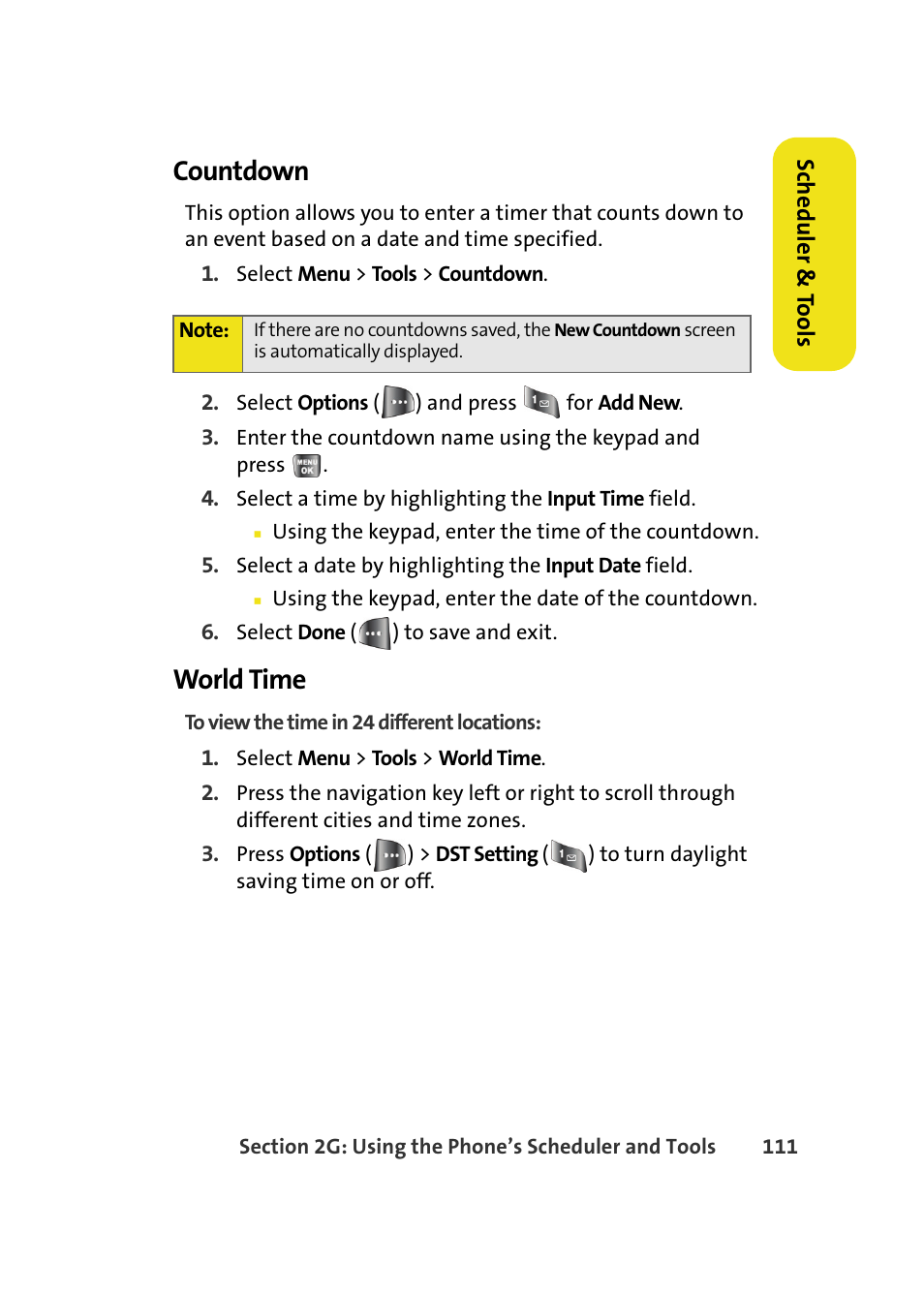 Countdown, World time | Samsung A640 User Manual | Page 133 / 265