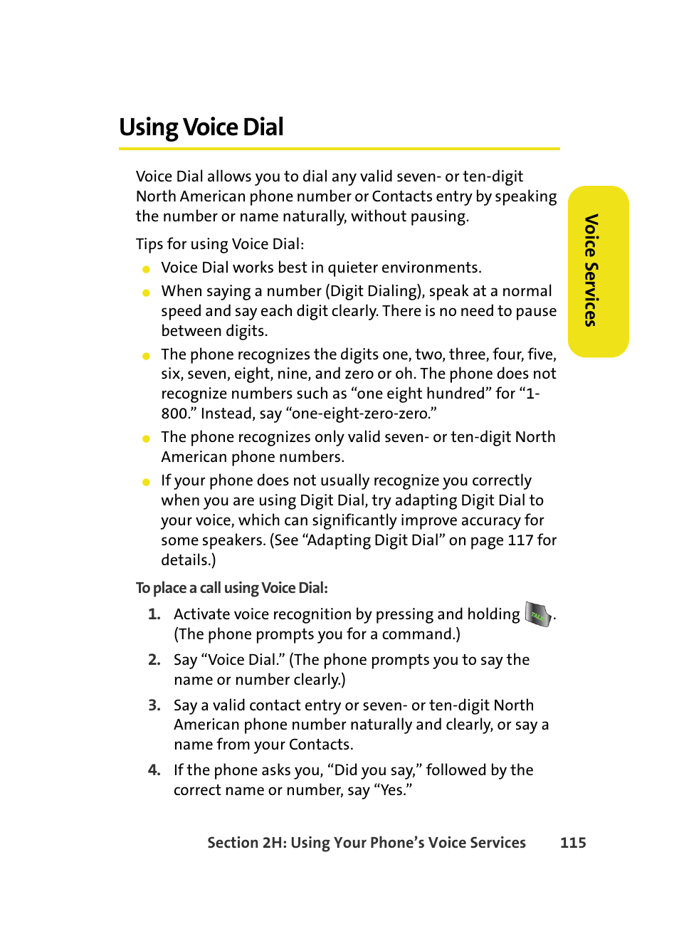 Using voice dial, Vo ice ser v ices | Samsung A640 User Manual | Page 137 / 265