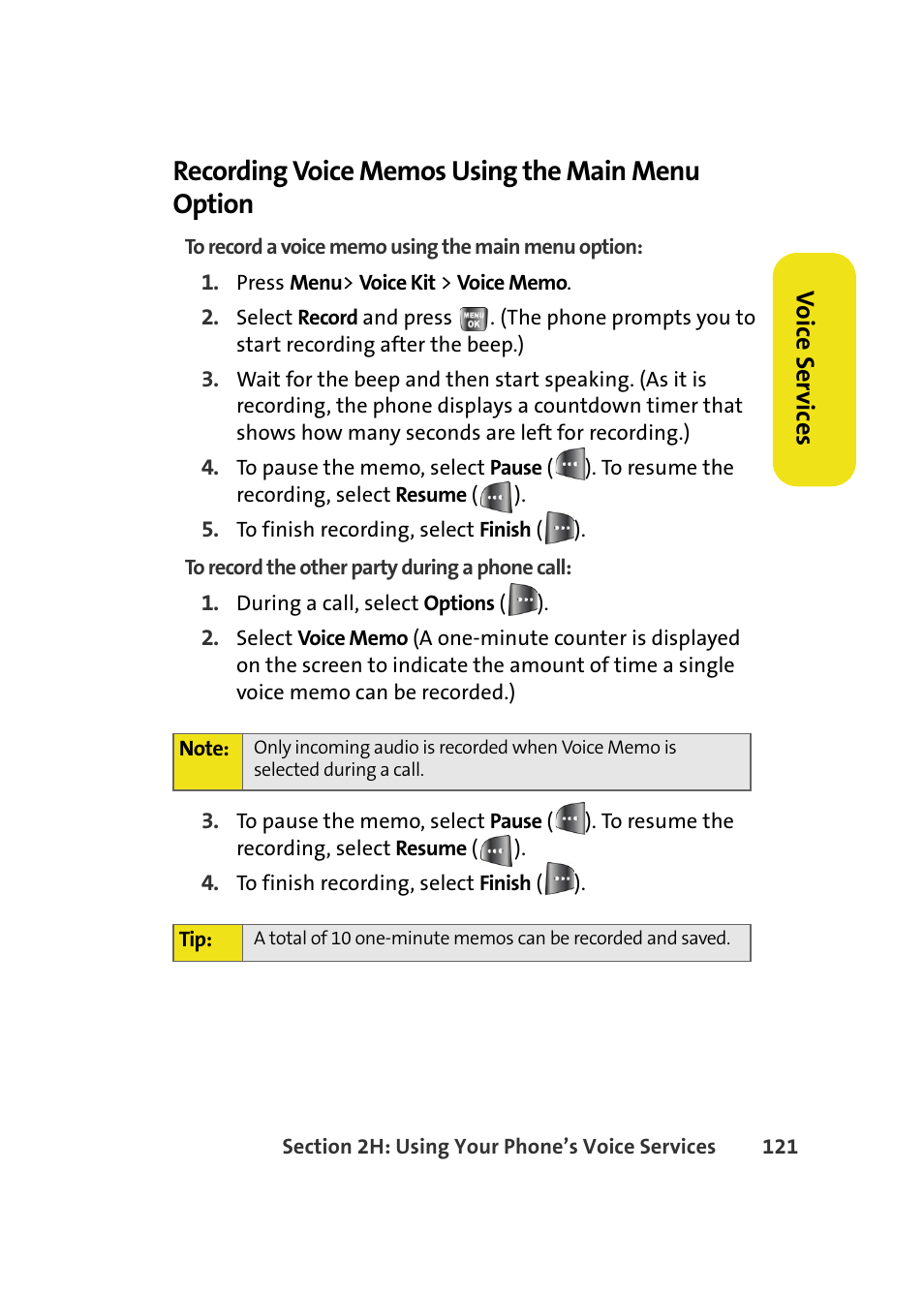 Recording voice memos using the main menu option | Samsung A640 User Manual | Page 143 / 265