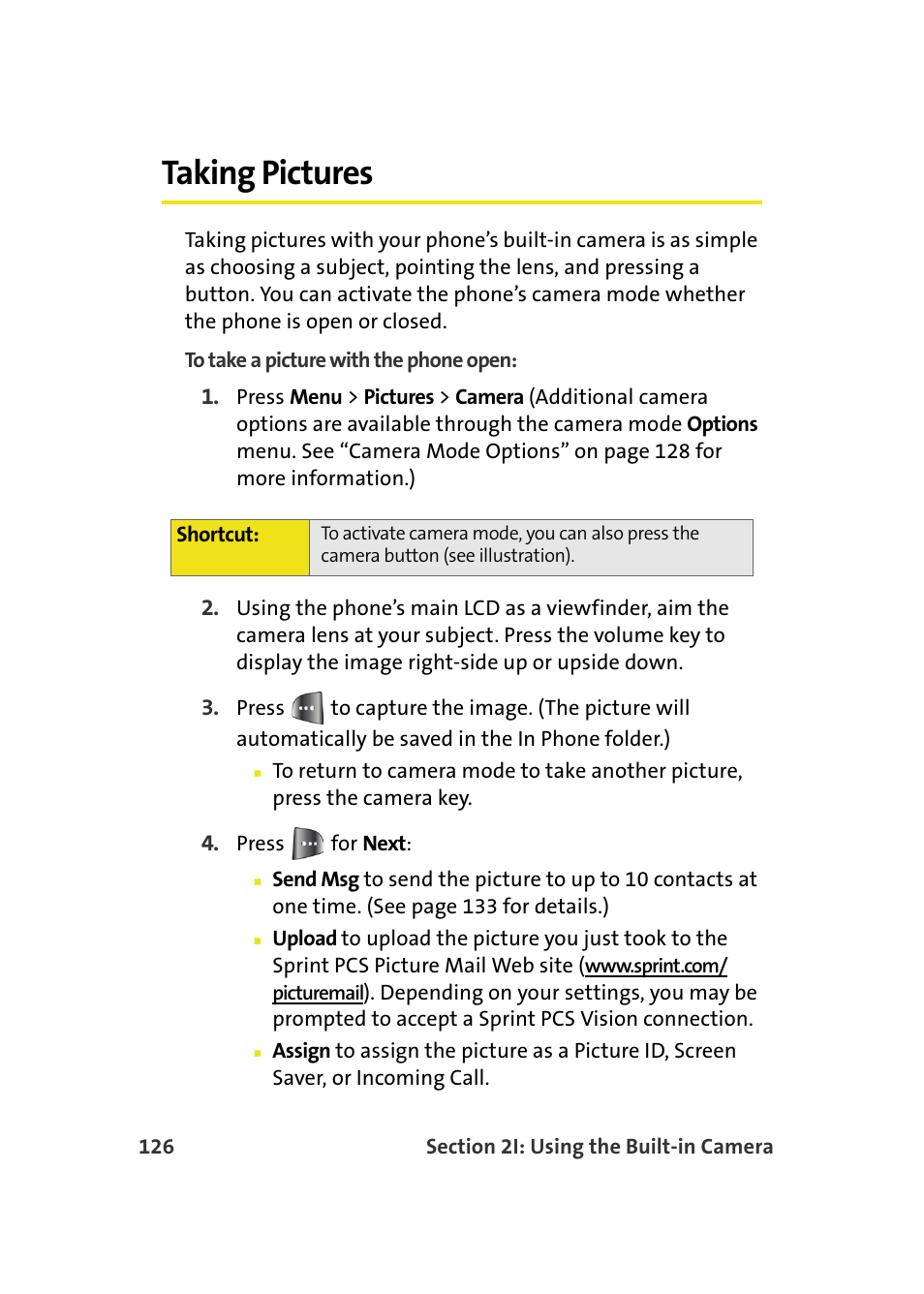 Taking pictures | Samsung A640 User Manual | Page 148 / 265