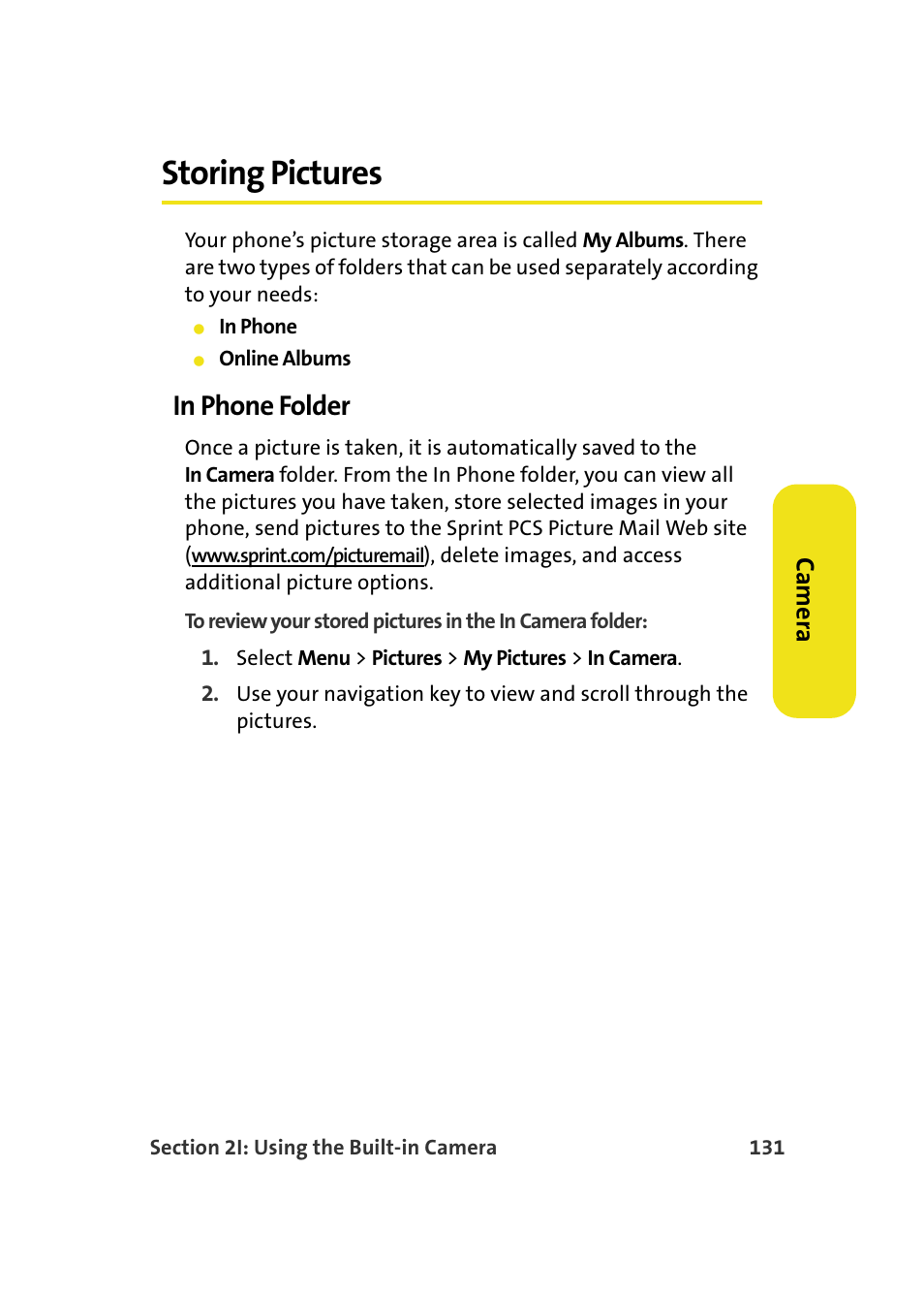 Storing pictures, In phone folder | Samsung A640 User Manual | Page 153 / 265