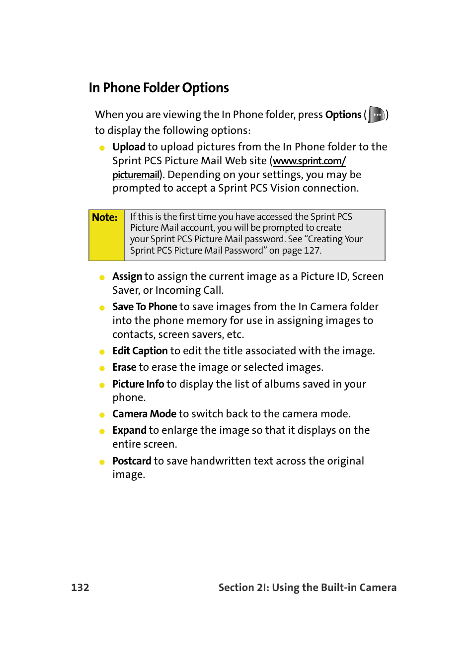 In phone folder options | Samsung A640 User Manual | Page 154 / 265