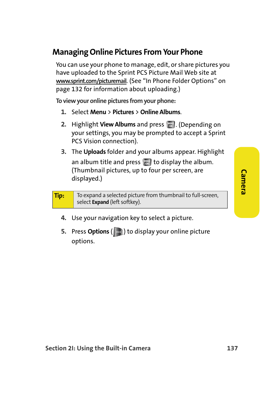 Managing online pictures from your phone | Samsung A640 User Manual | Page 159 / 265