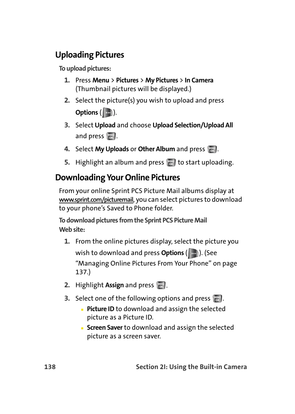 Uploading pictures, Downloading your online pictures | Samsung A640 User Manual | Page 160 / 265
