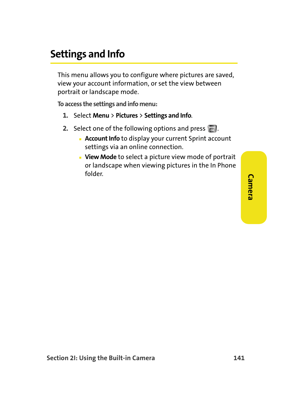 Settings and info, Ca m e ra | Samsung A640 User Manual | Page 163 / 265