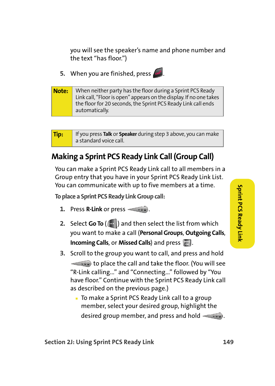 Making a sprint pcs ready link call (group call) | Samsung A640 User Manual | Page 171 / 265