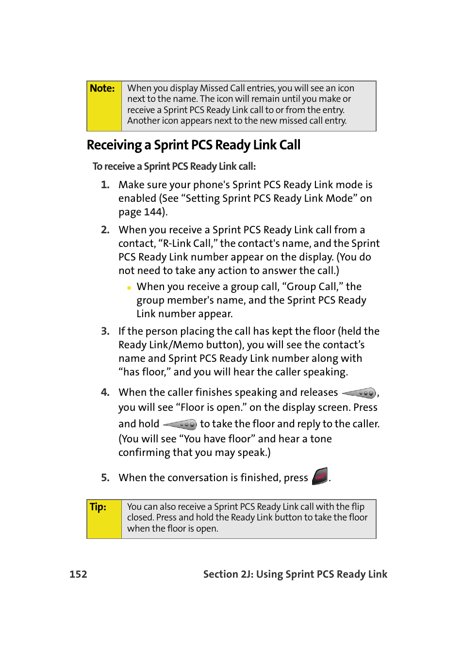 Receiving a sprint pcs ready link call | Samsung A640 User Manual | Page 174 / 265