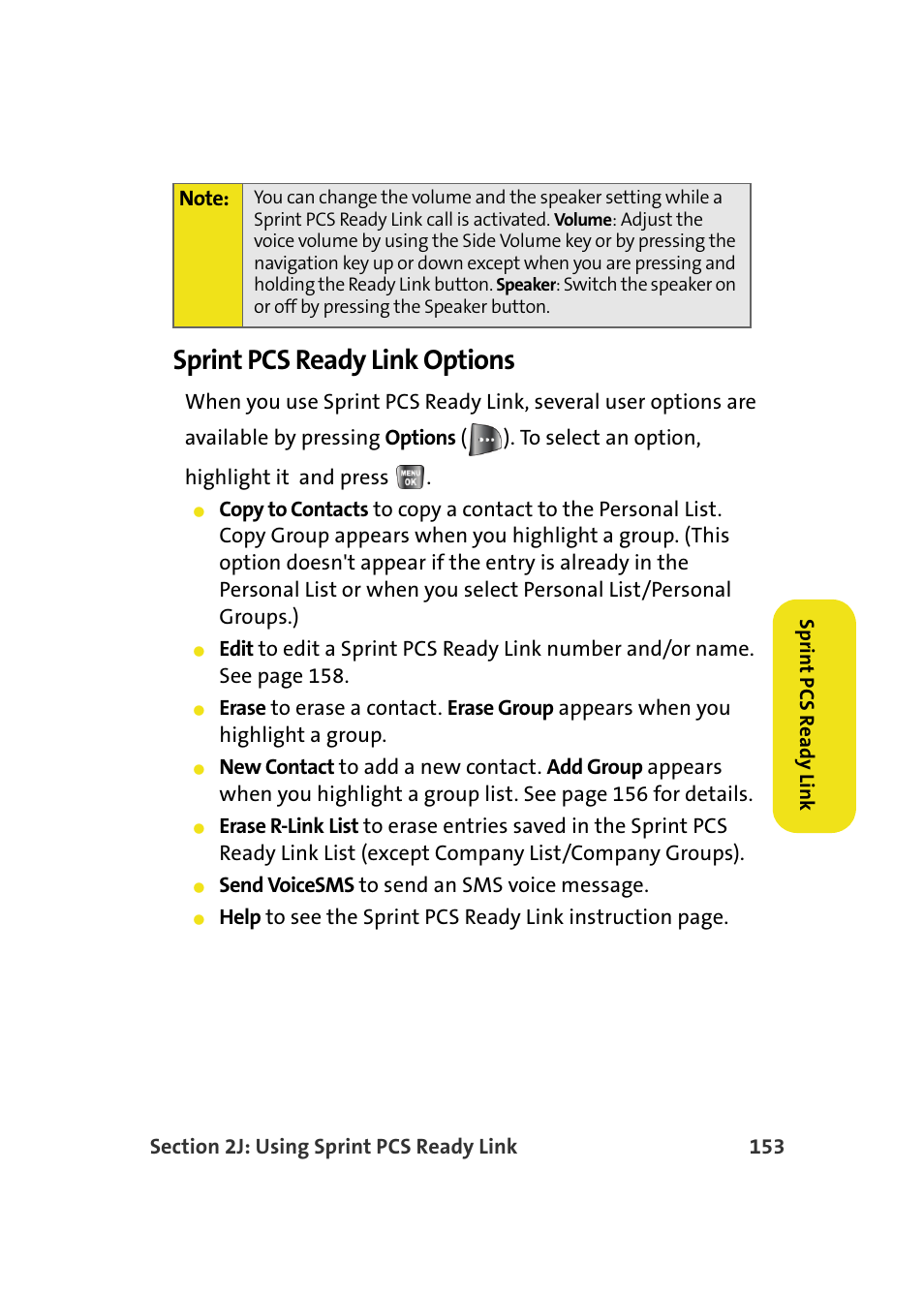 Sprint pcs ready link options | Samsung A640 User Manual | Page 175 / 265