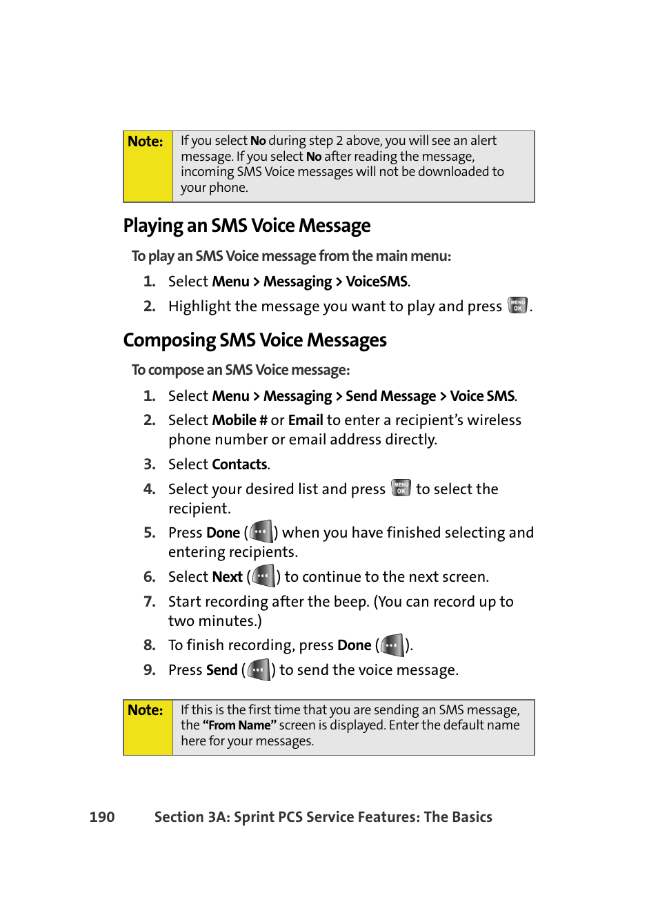 Playing an sms voice message, Composing sms voice messages | Samsung A640 User Manual | Page 212 / 265