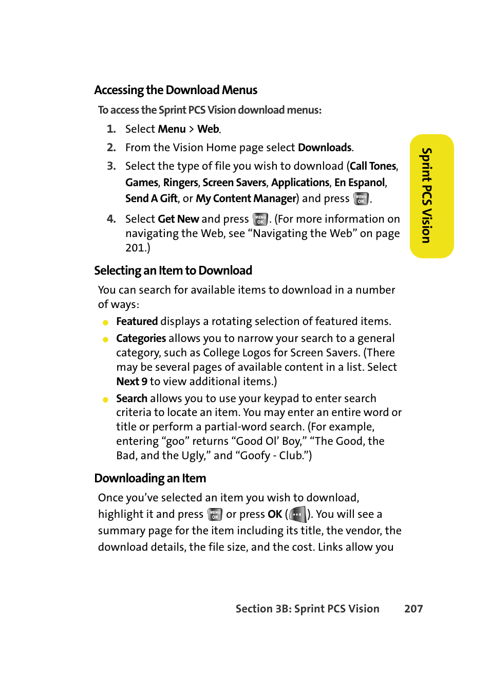 Spr in t pcs v ision | Samsung A640 User Manual | Page 229 / 265