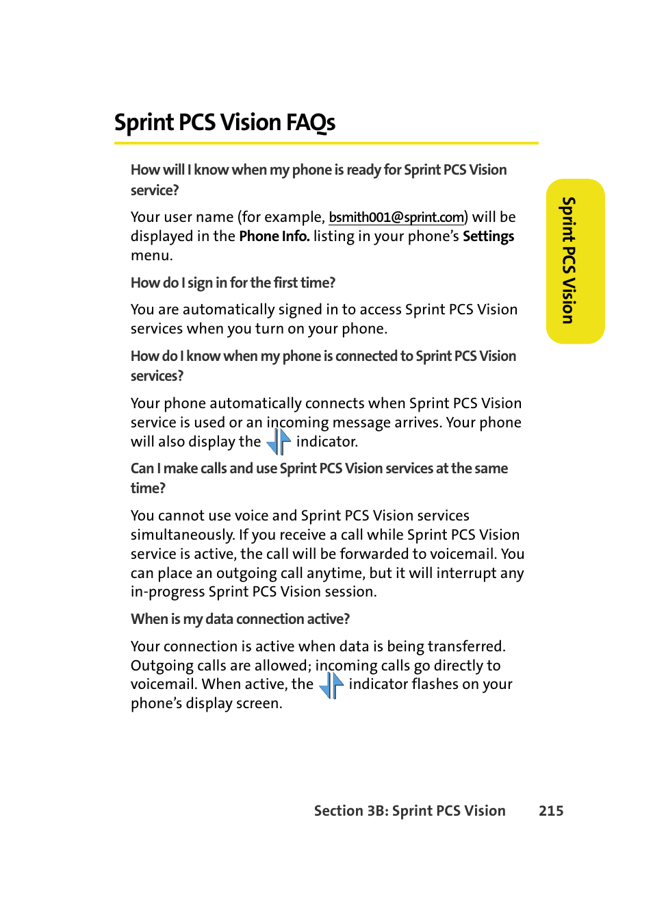 Sprint pcs vision faqs | Samsung A640 User Manual | Page 237 / 265