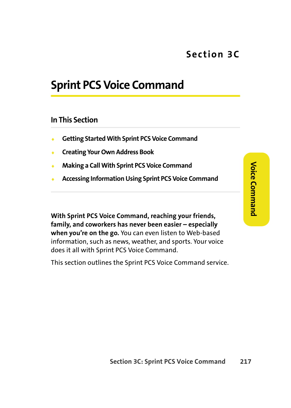 Sprint pcs voice command, 3c. sprint pcs voice command | Samsung A640 User Manual | Page 239 / 265