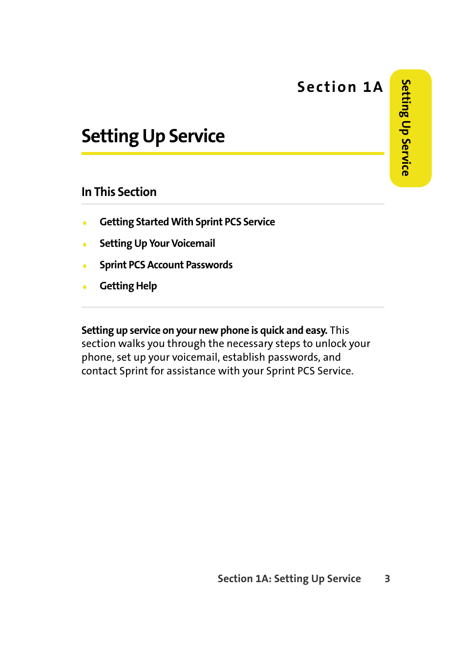 Setting up service, 1a. setting up service | Samsung A640 User Manual | Page 25 / 265