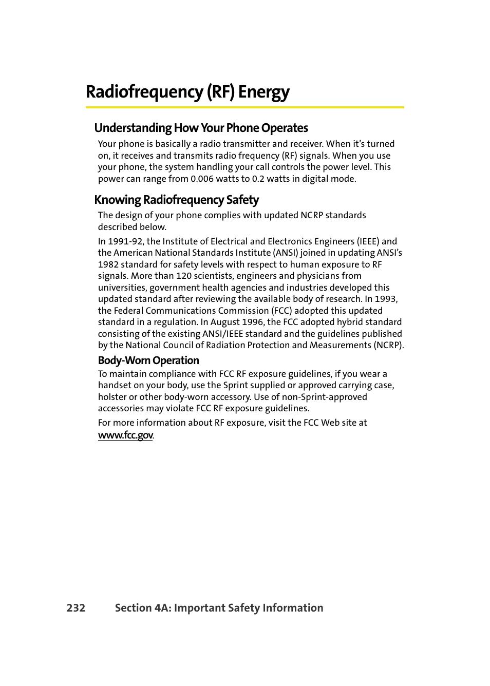 Radiofrequency (rf) energy, Understanding how your phone operates, Knowing radiofrequency safety | Samsung A640 User Manual | Page 254 / 265