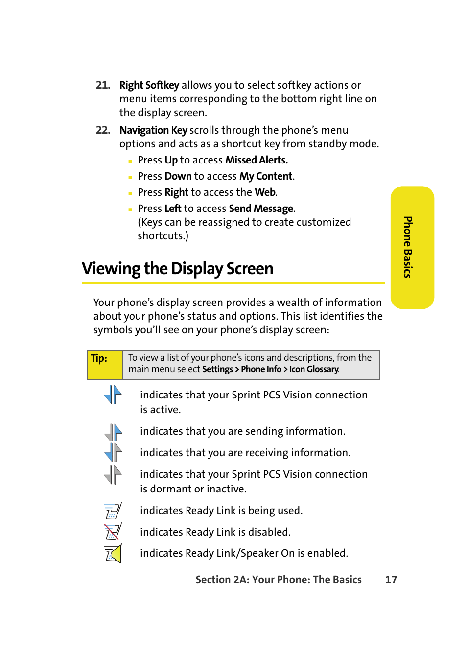 Viewing the display screen | Samsung A640 User Manual | Page 39 / 265