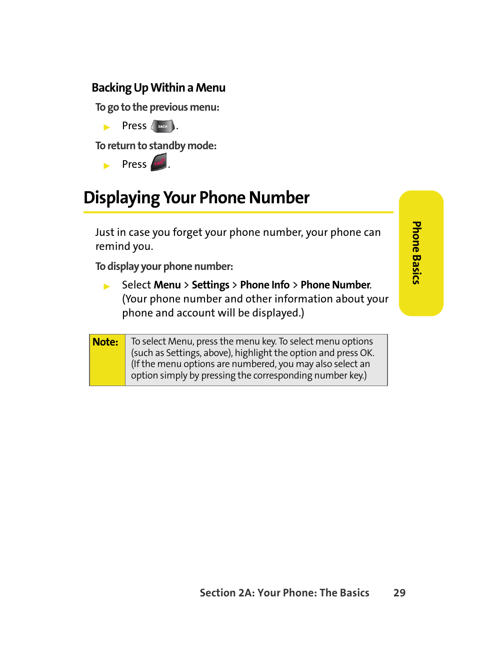 Displaying your phone number, Backing up within a menu | Samsung A640 User Manual | Page 51 / 265