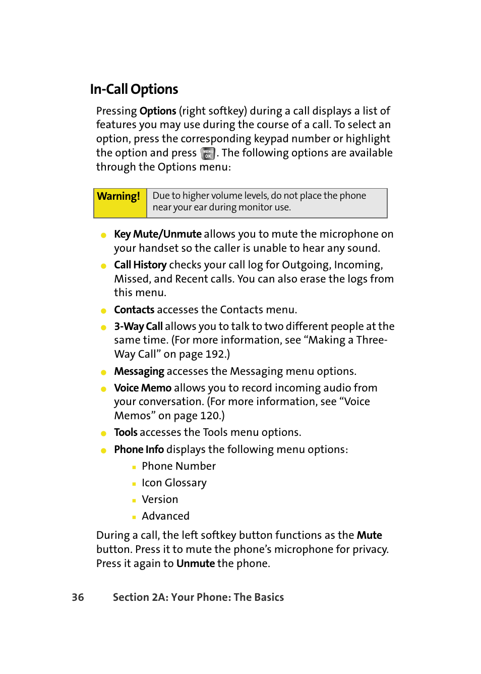 In-call options | Samsung A640 User Manual | Page 58 / 265