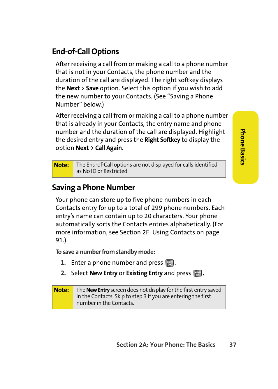 End-of-call options, Saving a phone number | Samsung A640 User Manual | Page 59 / 265