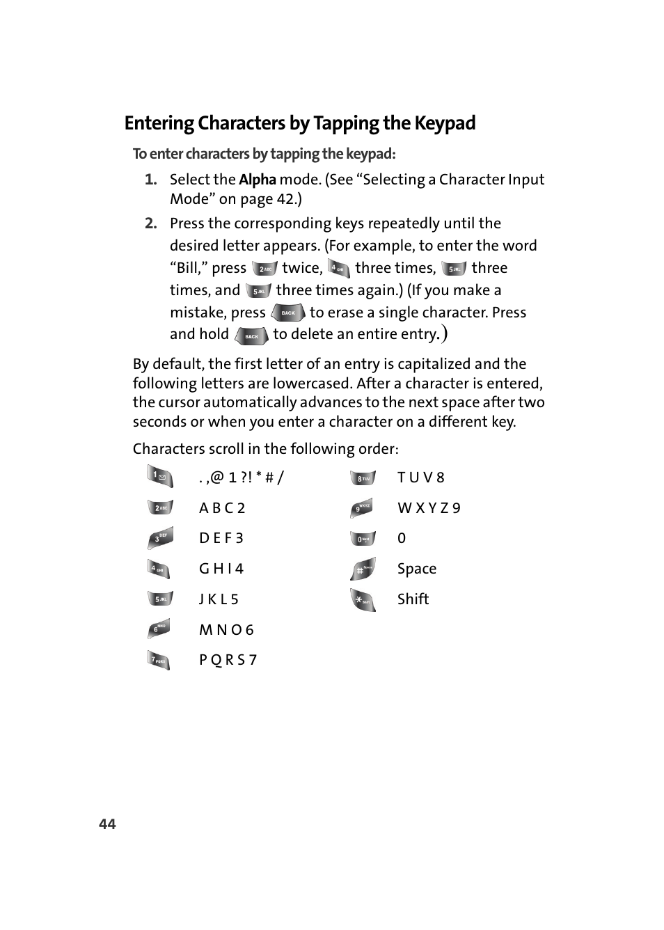 Entering characters by tapping the keypad | Samsung A640 User Manual | Page 66 / 265