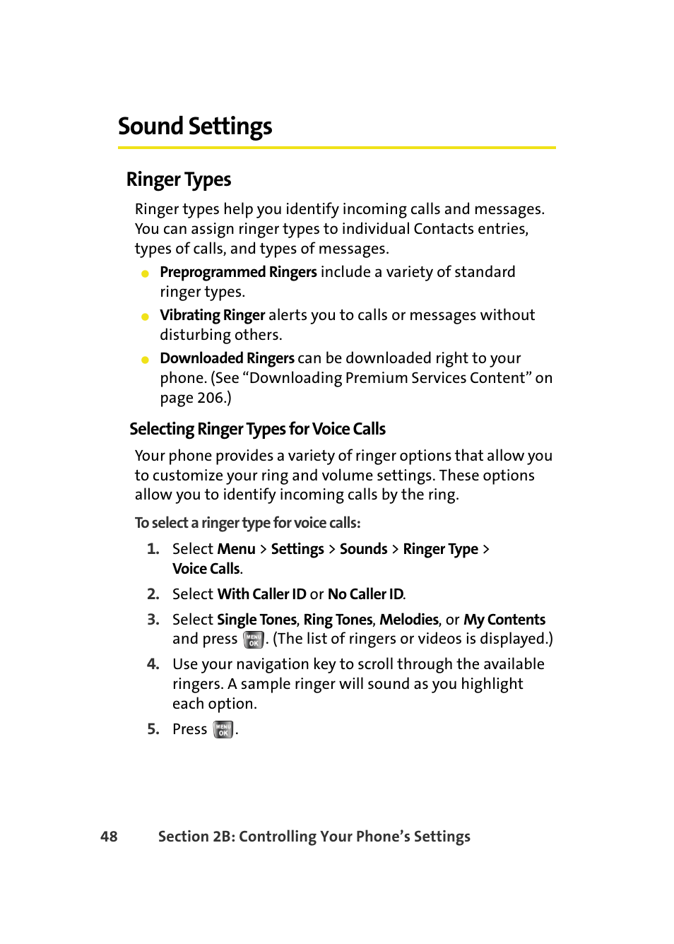 Sound settings, Ringer types | Samsung A640 User Manual | Page 70 / 265