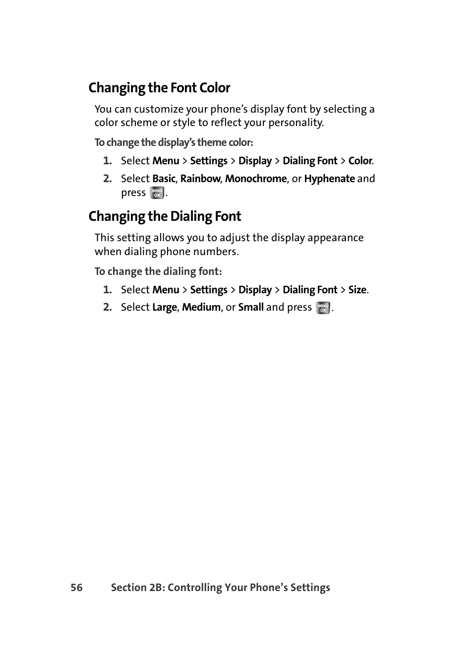 Changing the font color, Changing the dialing font | Samsung A640 User Manual | Page 78 / 265