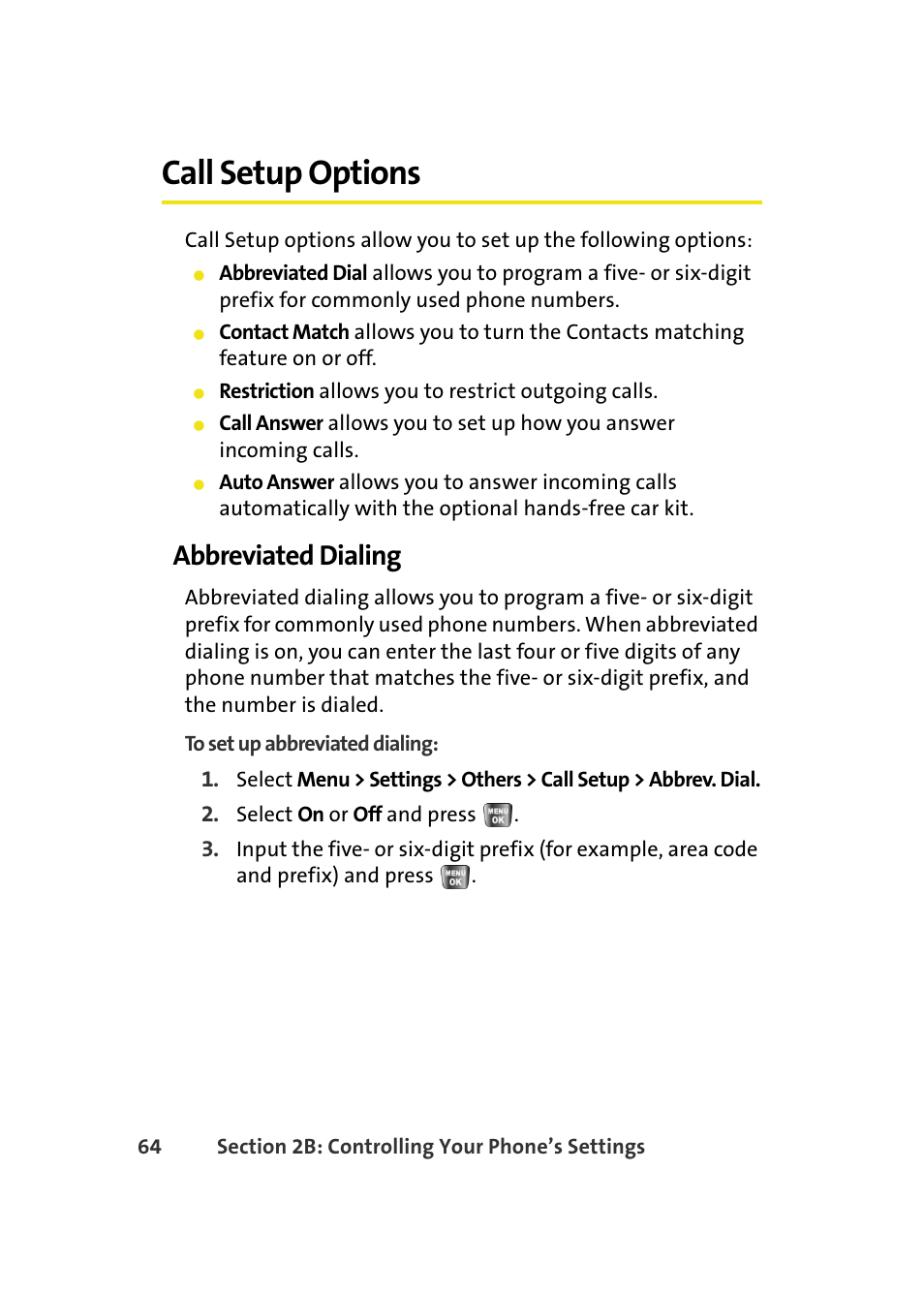 Call setup options, Abbreviated dialing | Samsung A640 User Manual | Page 86 / 265