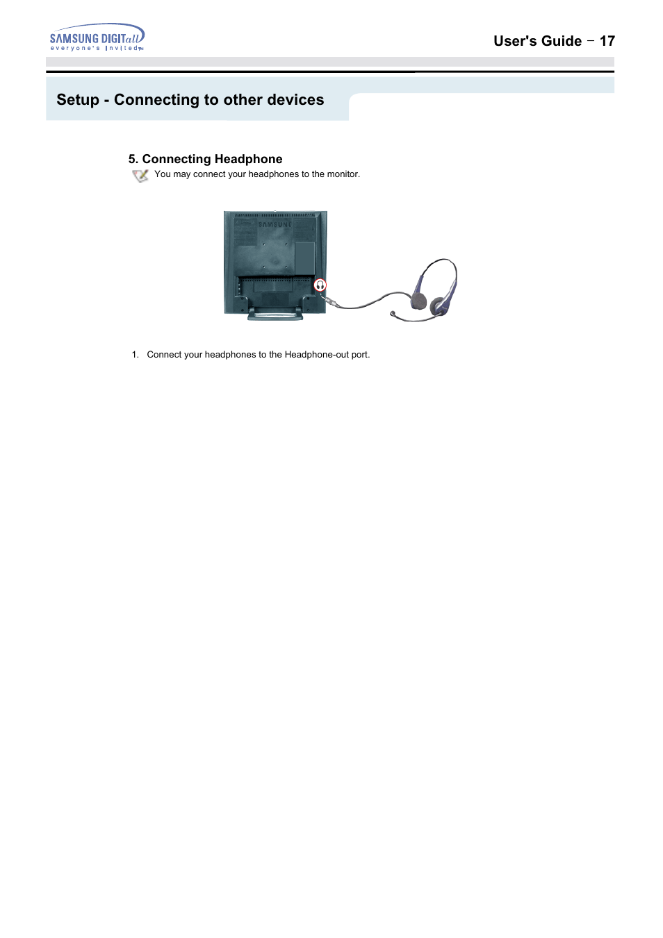 Setup - connecting to other devices | Samsung 152MP User Manual | Page 17 / 70